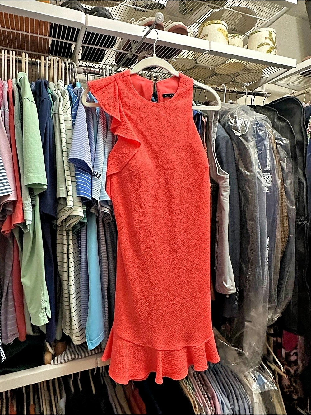 Asymmetric Ruffled Sheath Dress Orange